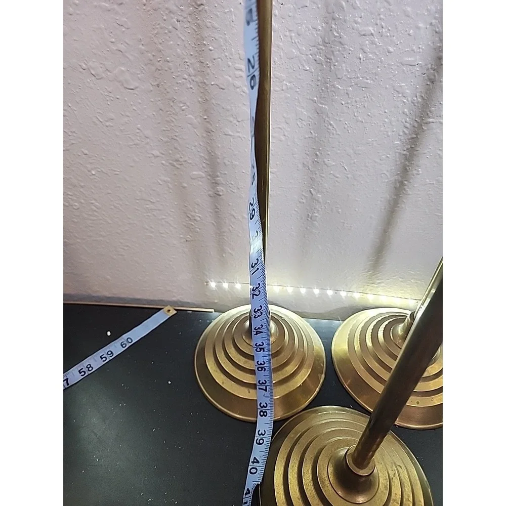 Vintage‎ 3 Tall Vintage Soild Brass Candlesticks Beautiful Patina 38